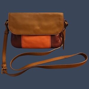 FOSSIL Multi-color Colorblock Leather Crossbody Messenger Mini Bag